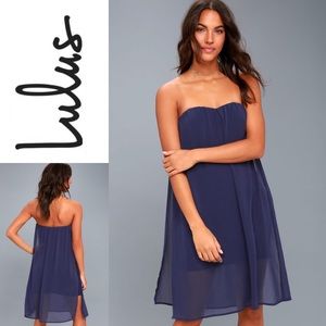 NWT LULUS Allure of it All Navy Blue Strapless Dress